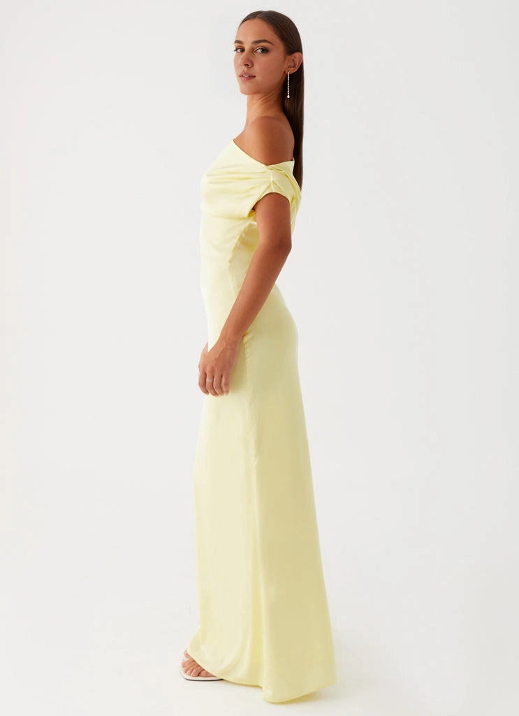 OKBBN's elegant and avant-garde off shoulder slim fit cut with shoulder pleats and a close fitting design Prom Dresses