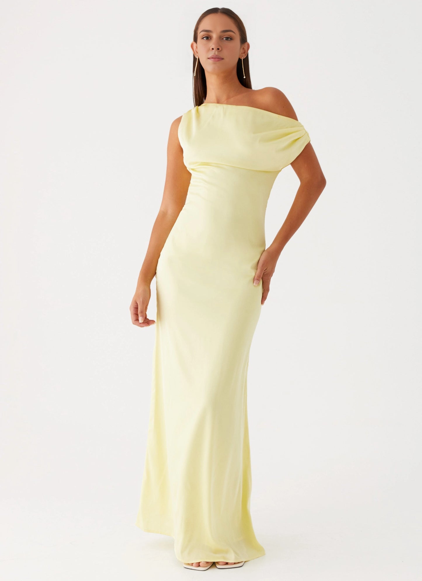 OKBBN's elegant and avant-garde off shoulder slim fit cut with shoulder pleats and a close fitting design Prom Dresses