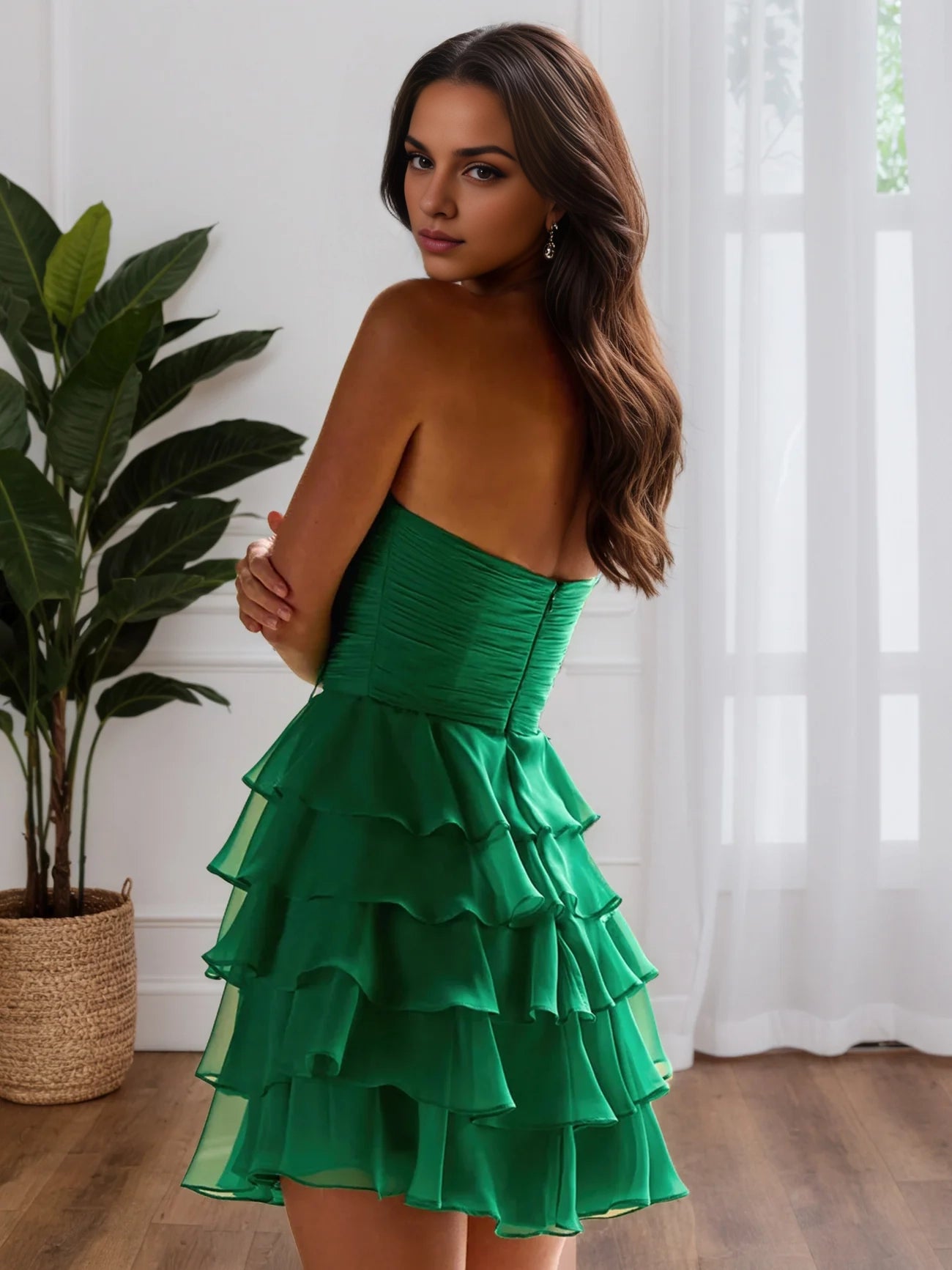 OKBBN's elegant and charming chiffon off shoulder sweetheart A-line layered Homecoming Dresses