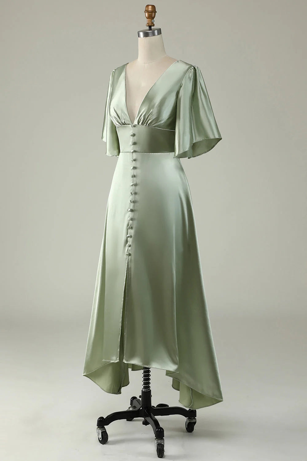 OKBBN's eye-catching A-line deep V-neck half sleeved Bridesmaid Dresses