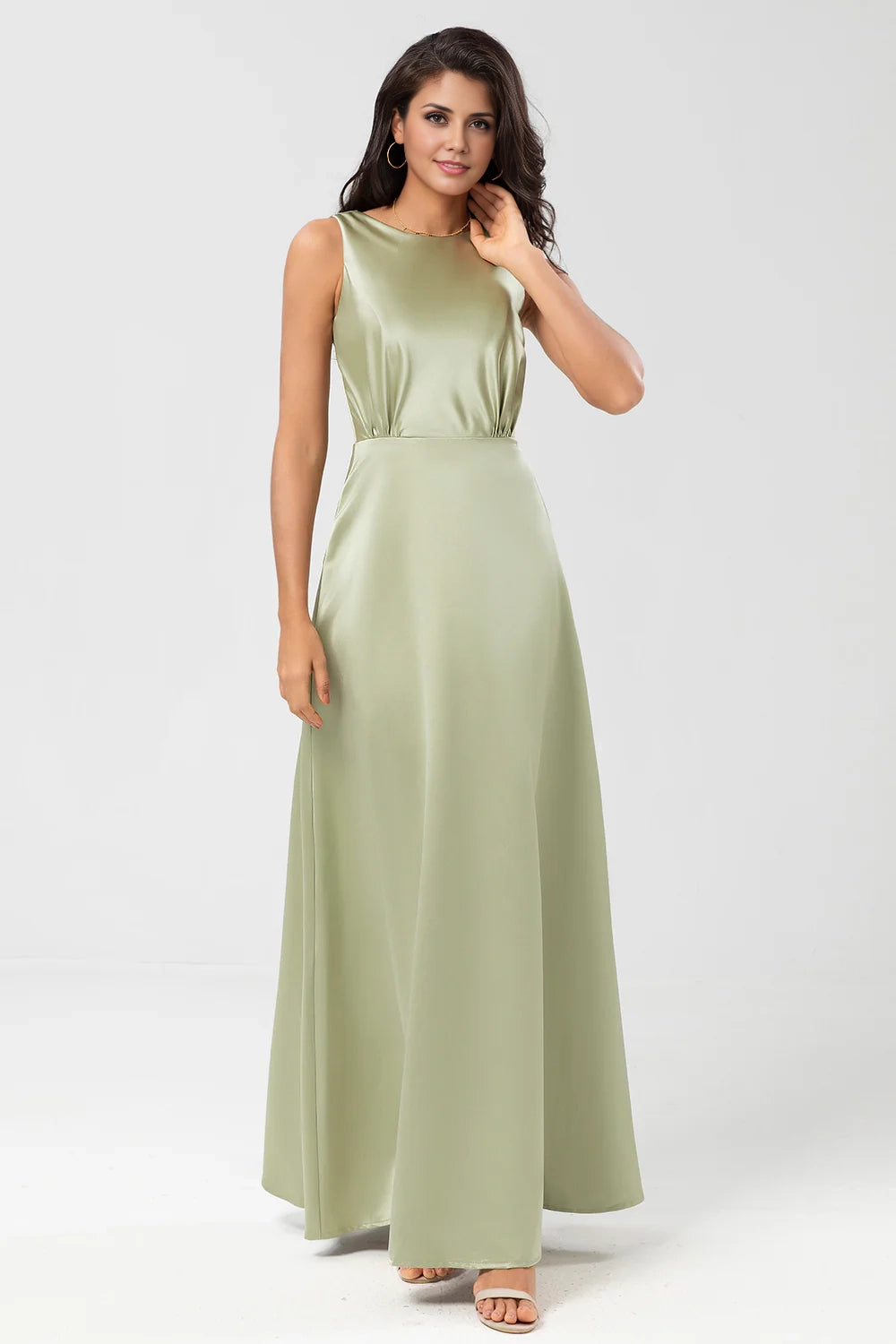OKBBN's eye-catching A-line floor sweeping satin Bridesmaid Dresses