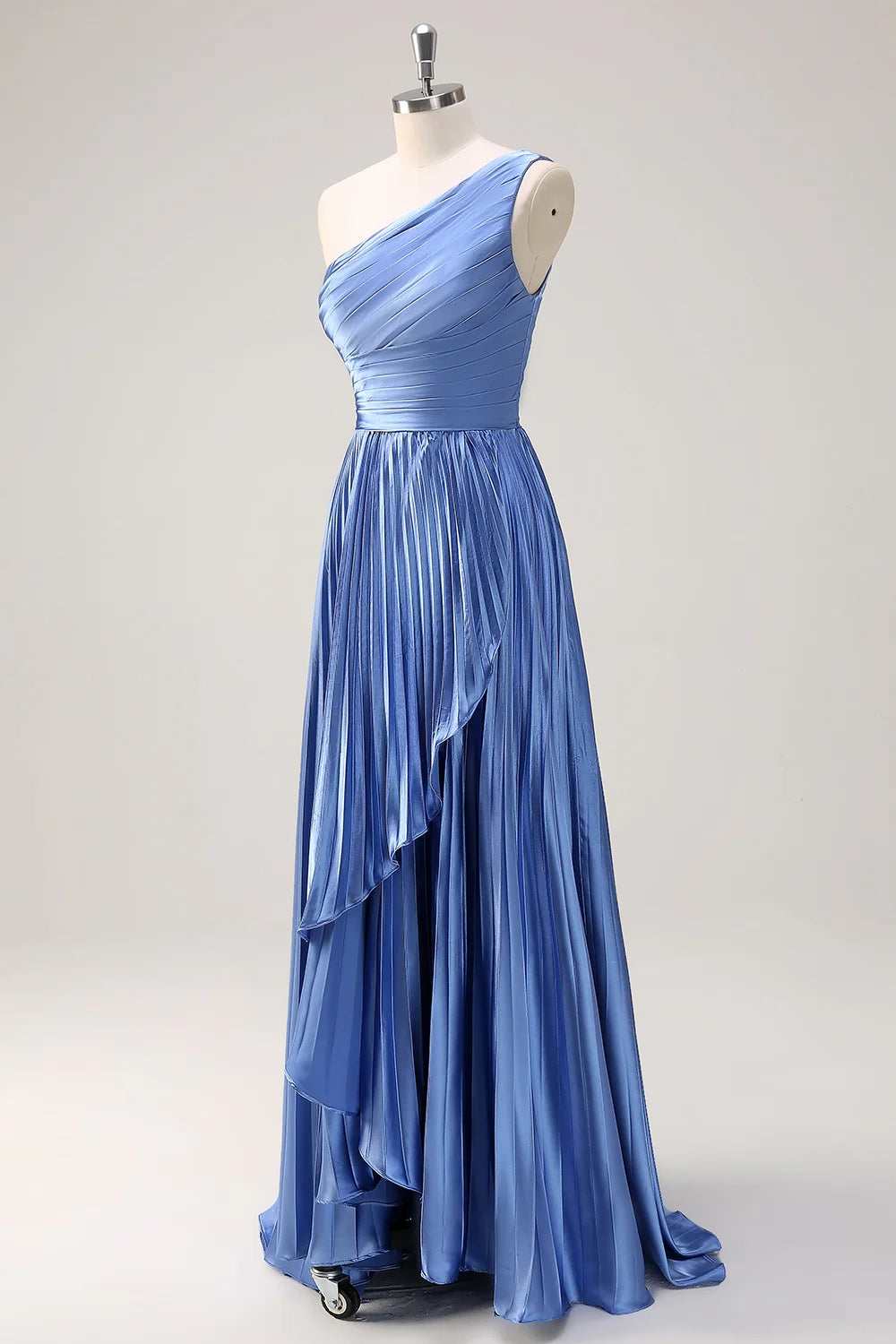 OKBBN's eye-catching A-line single shoulder pleated decoration with high and low slits Bridesmaid Dresses