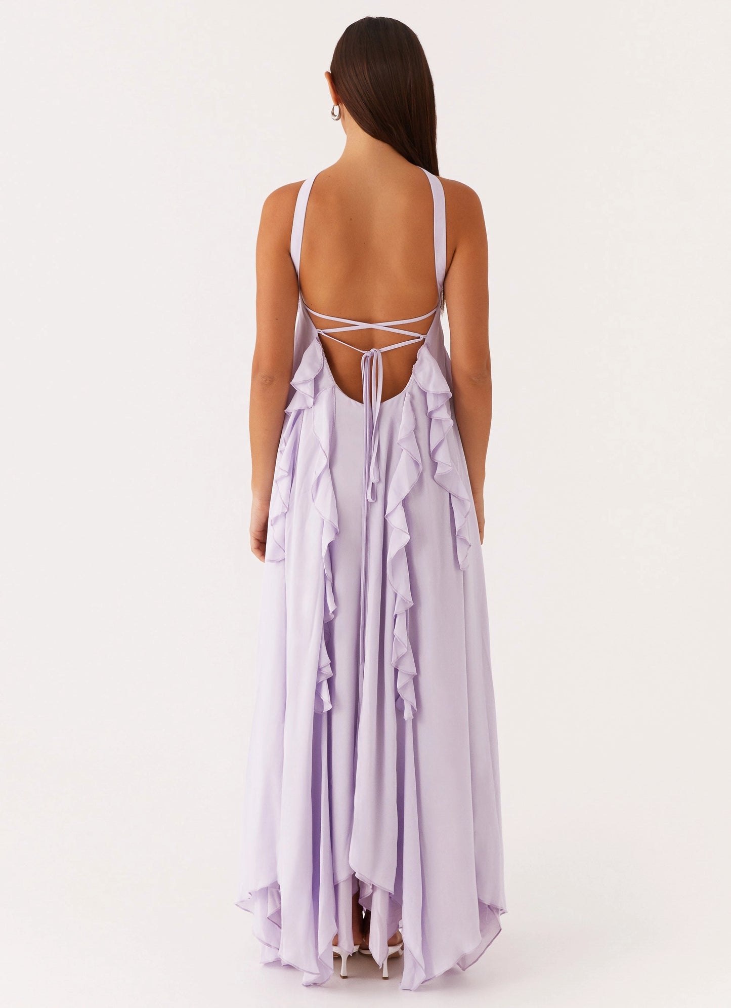 OKBBN's fashionable ruffled edge off shoulder loose cut back strap adjustable Homecoming Dresses