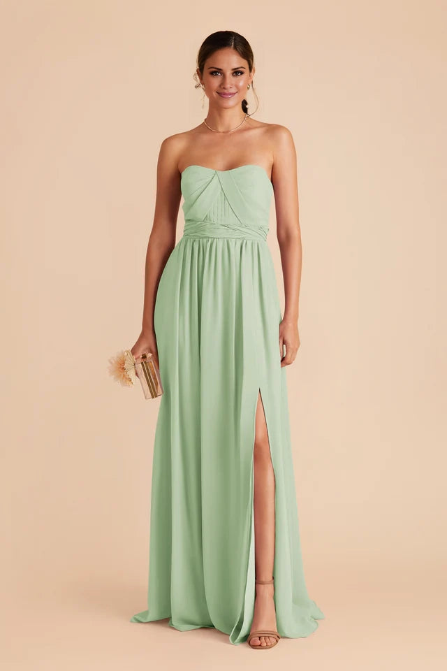 OKBBN's flowing strapless collar and waist fit can be secured with a Prom Dresses strap