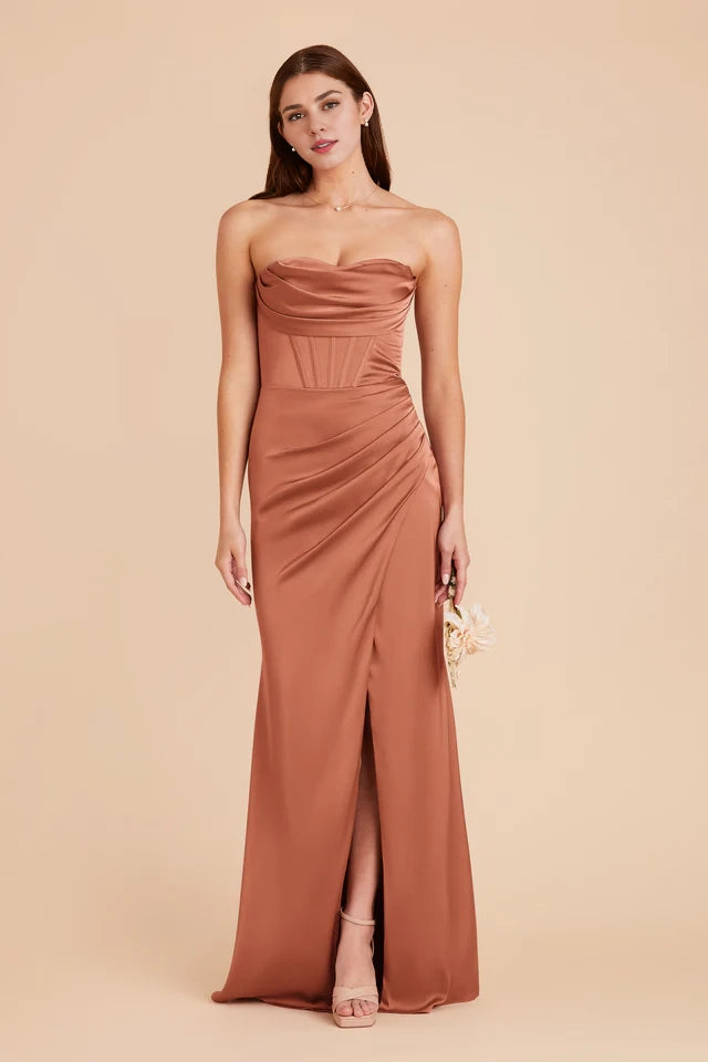 OKBBN's gorgeous and elegant scarf collar, detachable thin shoulder strap, tight corset, column shaped wrapped slit, Prom Dresses