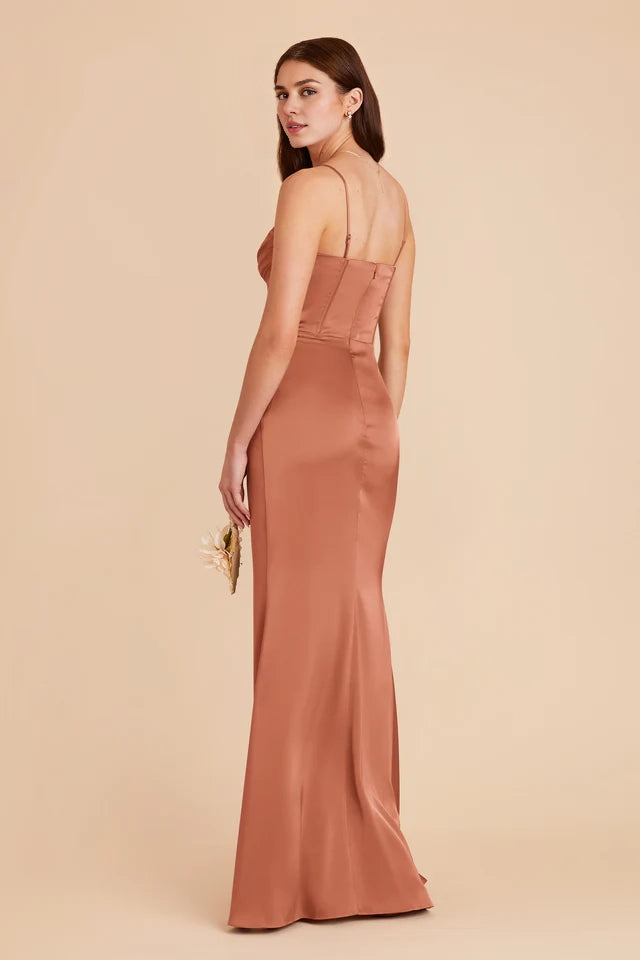 OKBBN's gorgeous and elegant scarf collar, detachable thin shoulder strap, tight corset, column shaped wrapped slit, Prom Dresses