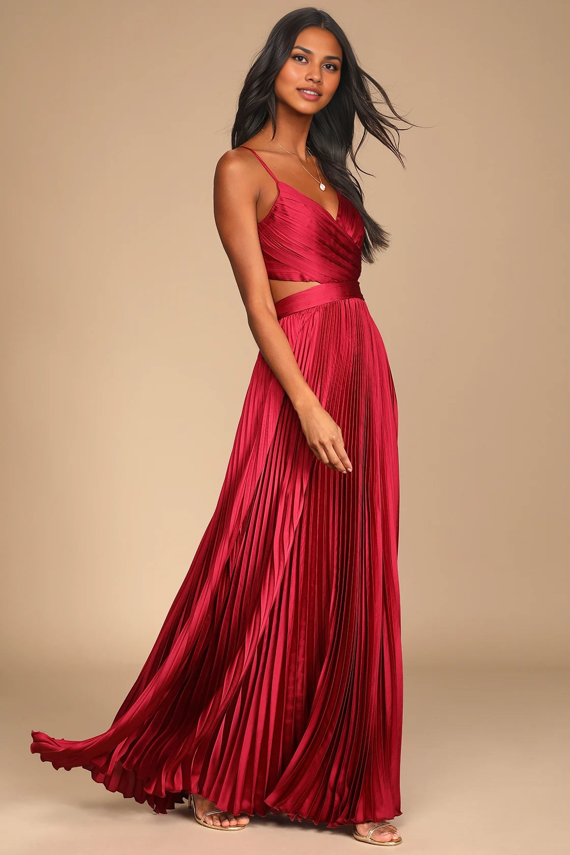 OKBBN's gorgeous thin shoulder strap V-neck pleated hollow Homecoming Dresses