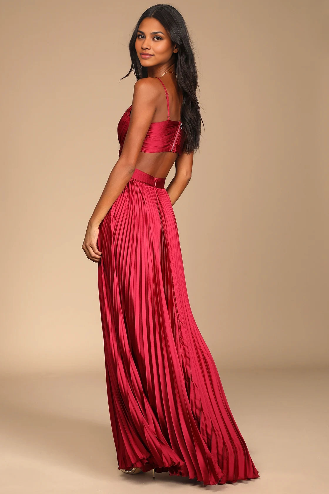 OKBBN's gorgeous thin shoulder strap V-neck pleated hollow Homecoming Dresses
