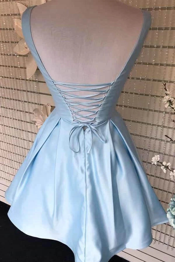 OKBBN's luxurious V-neck Burgundy satin with cute and fashionable silhouette Homecoming Dresses