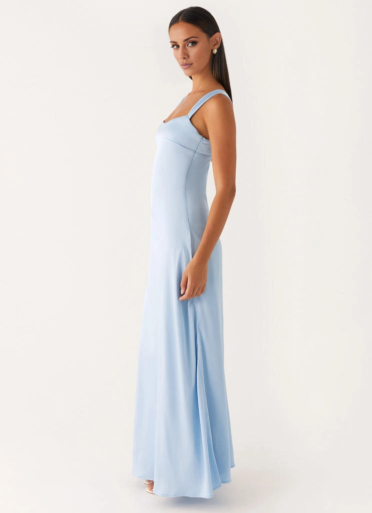 OKBBN's luxurious round neck fully lined elegant and flowing long skirt Prom Dresses