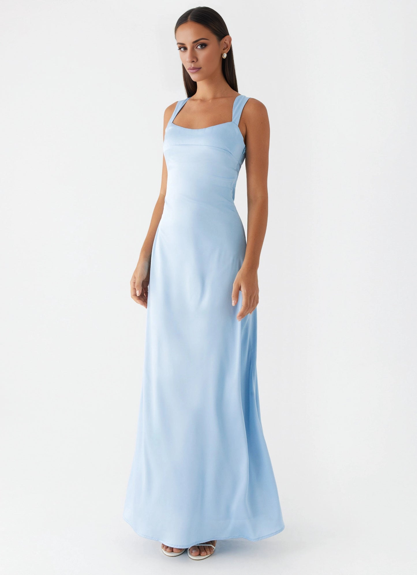 OKBBN's luxurious round neck fully lined elegant and flowing long skirt Prom Dresses