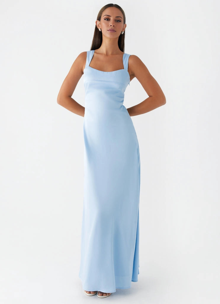 OKBBN's luxurious round neck fully lined elegant and flowing long skirt Prom Dresses
