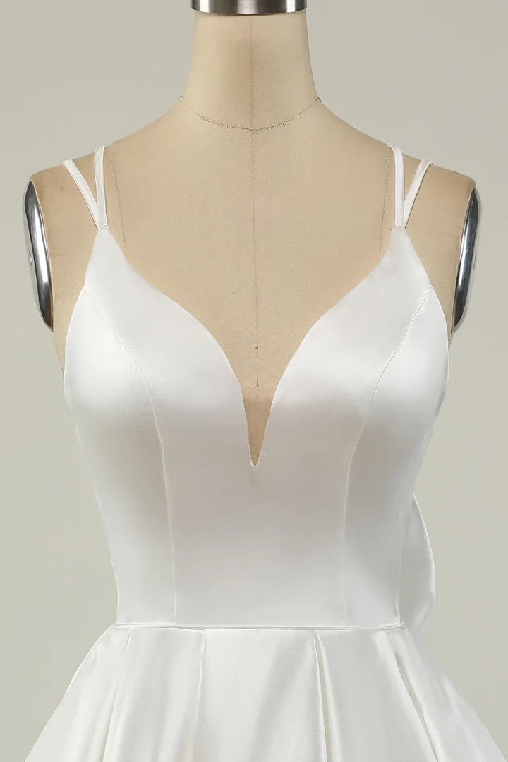OKBBN's minimalist satin A-line short Homecoming Dresses