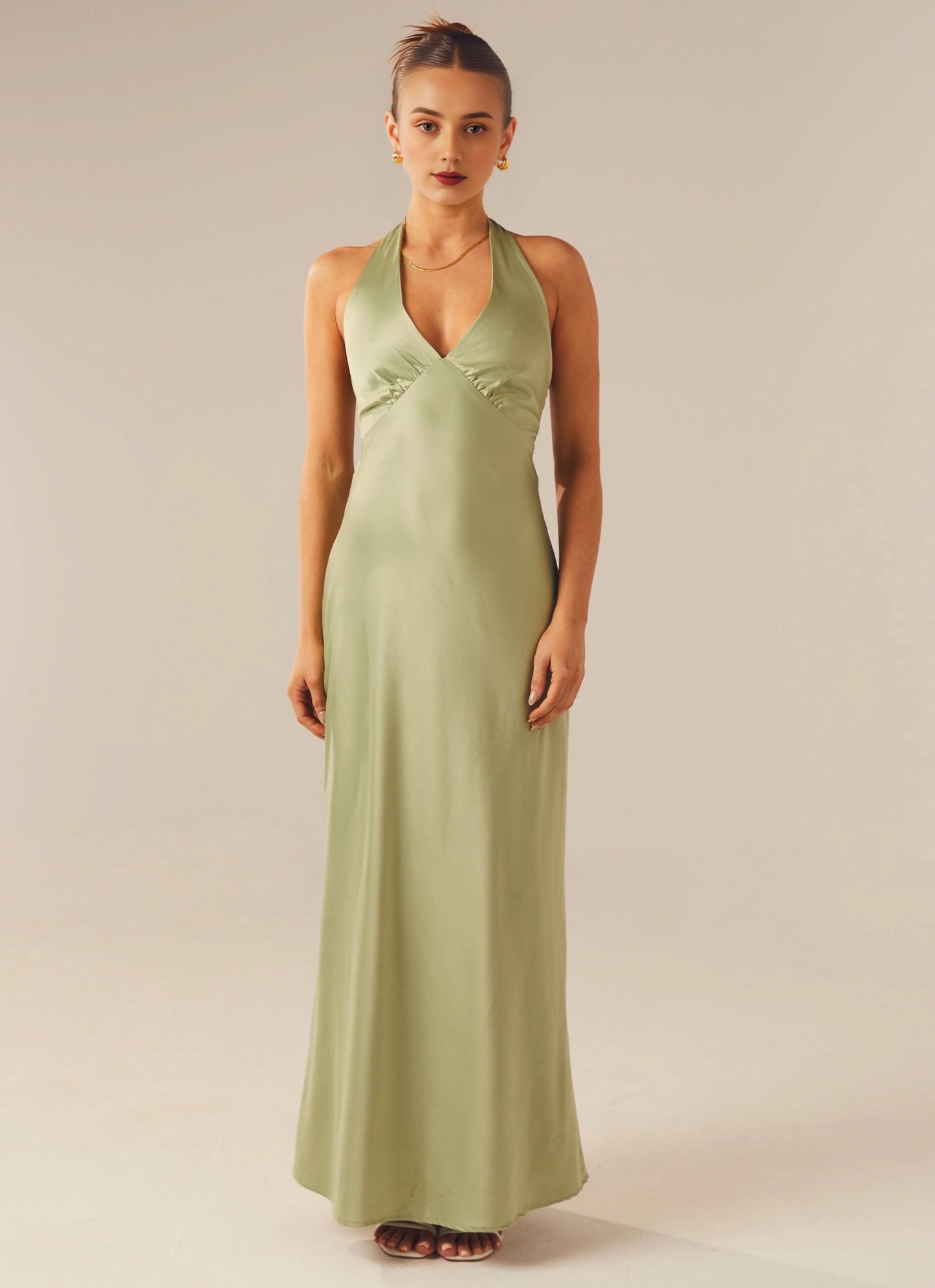 OKBBN's perfect thick satin V-neck backless stunning Prom Dresses