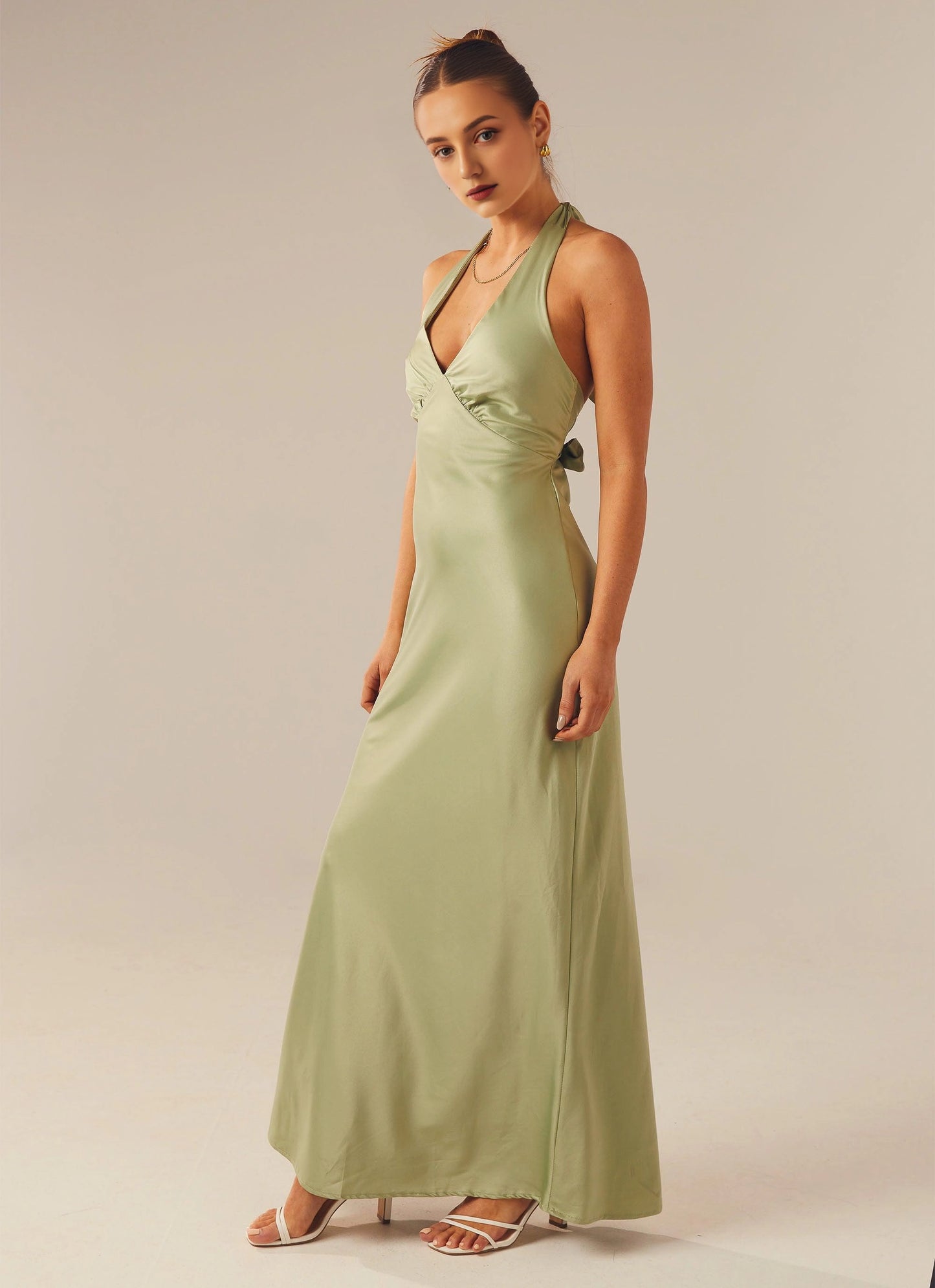 OKBBN's perfect thick satin V-neck backless stunning Prom Dresses