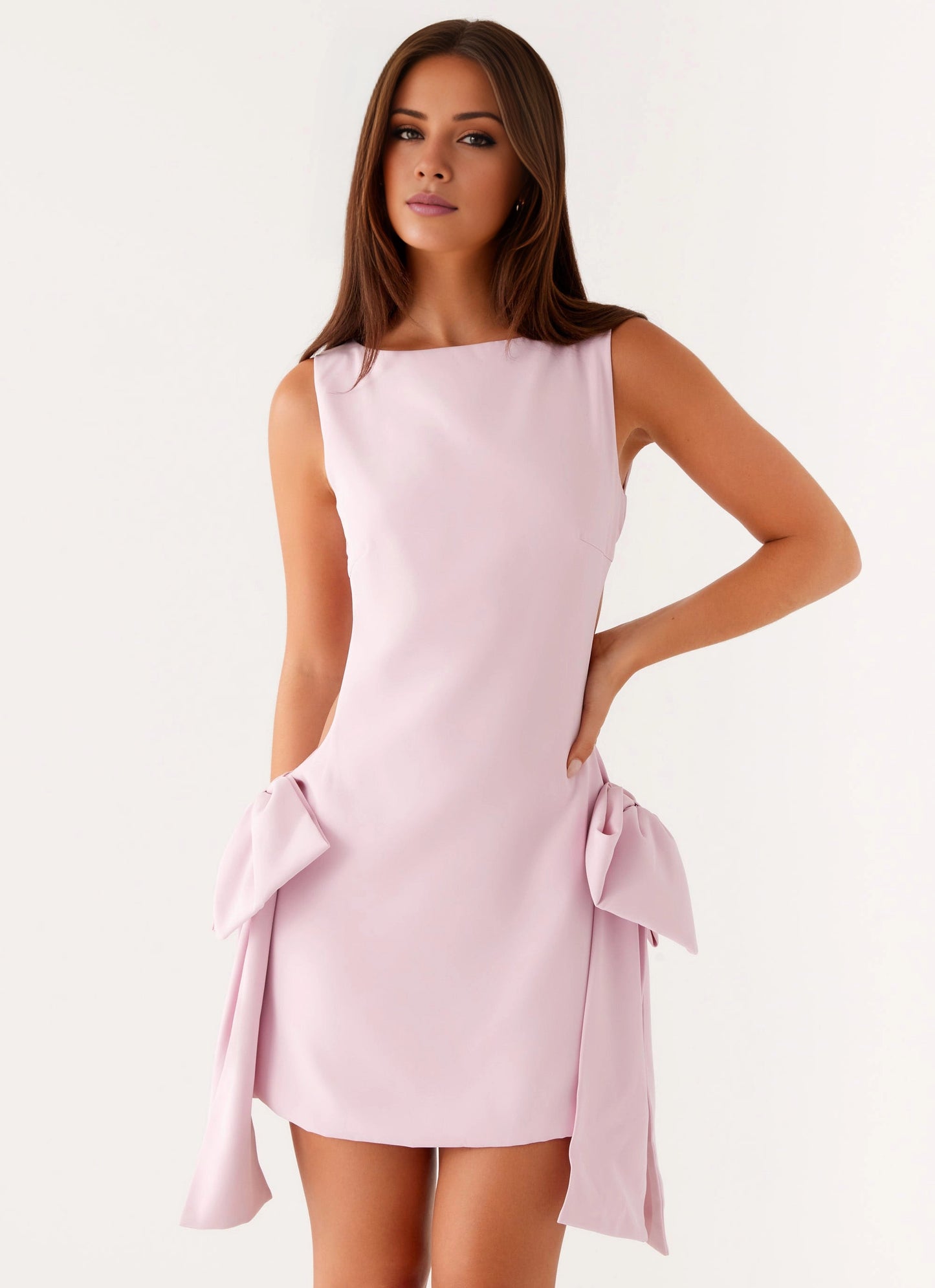OKBBN's playful and fashionable round neck with hollowed out bow on the side highlights its charm Prom Dresses