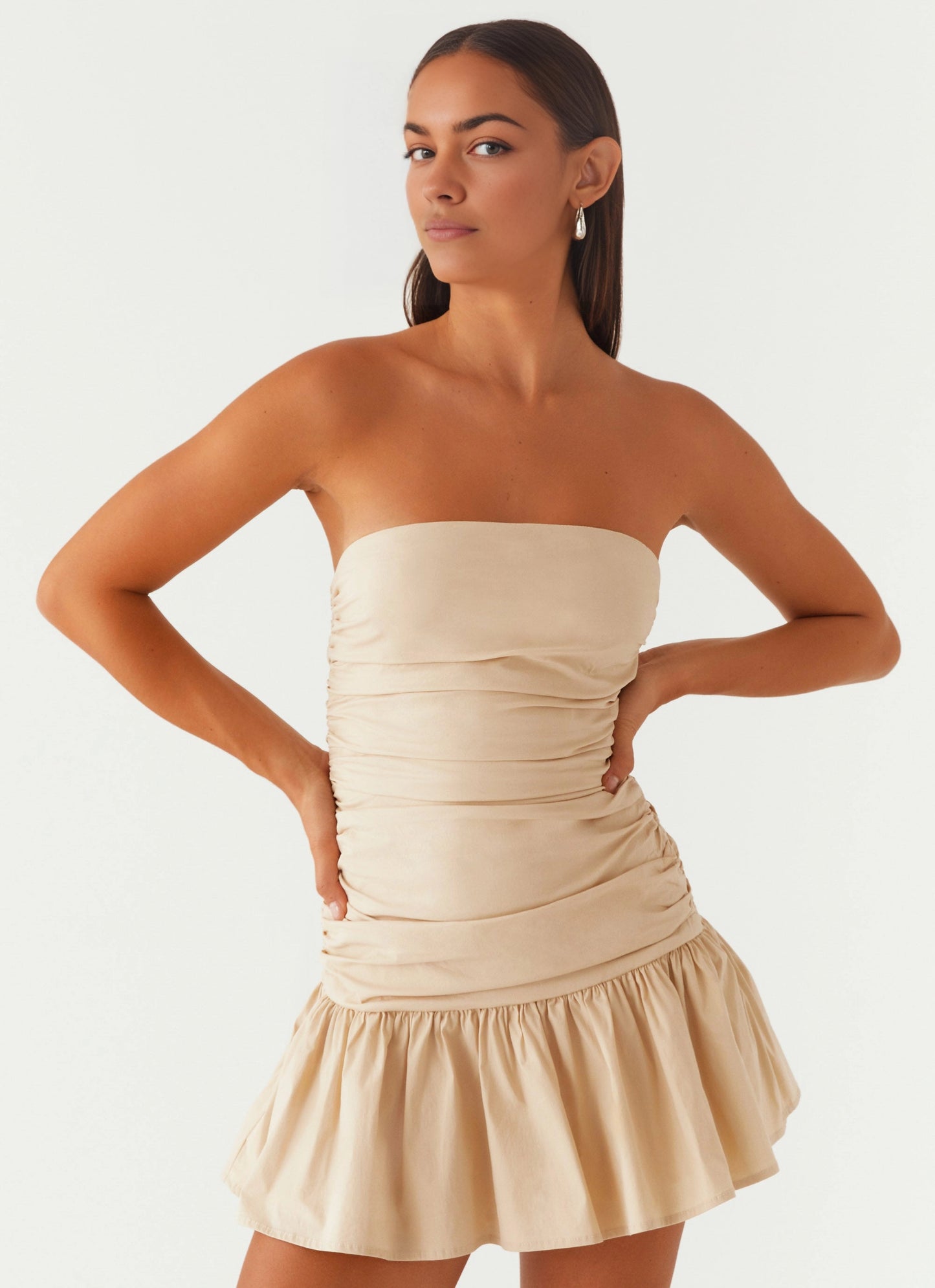 OKBBN's playful off shoulder pleated hem, side flared skirt, and eye-catching Prom Dresses