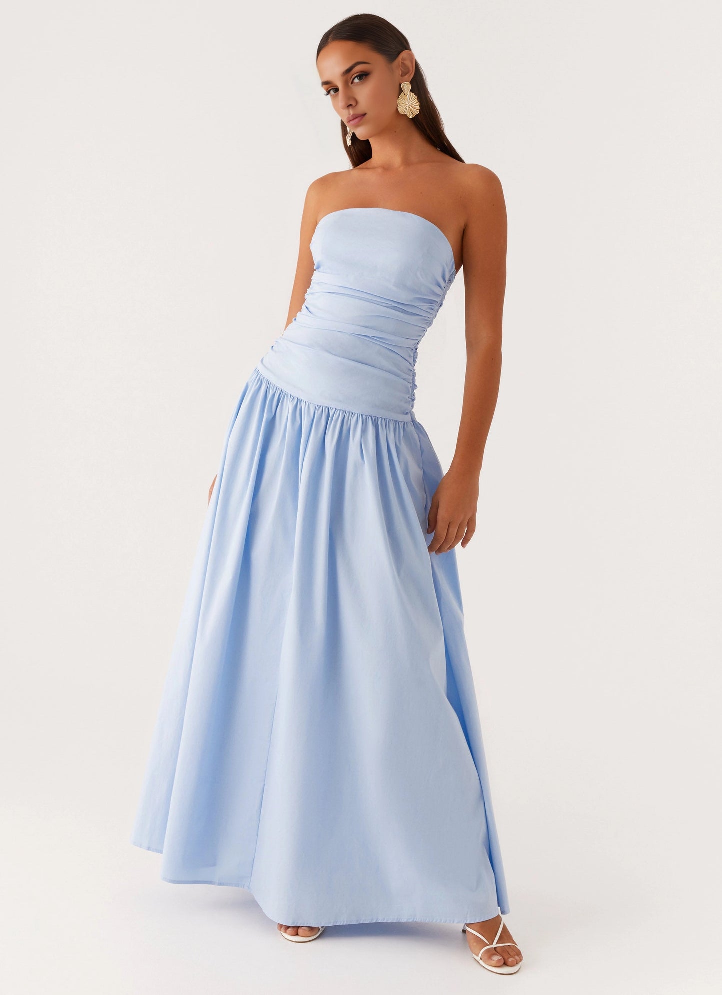OKBBN's relaxed and elegant pleated side low waist design with a flowing skirt Prom Dresses