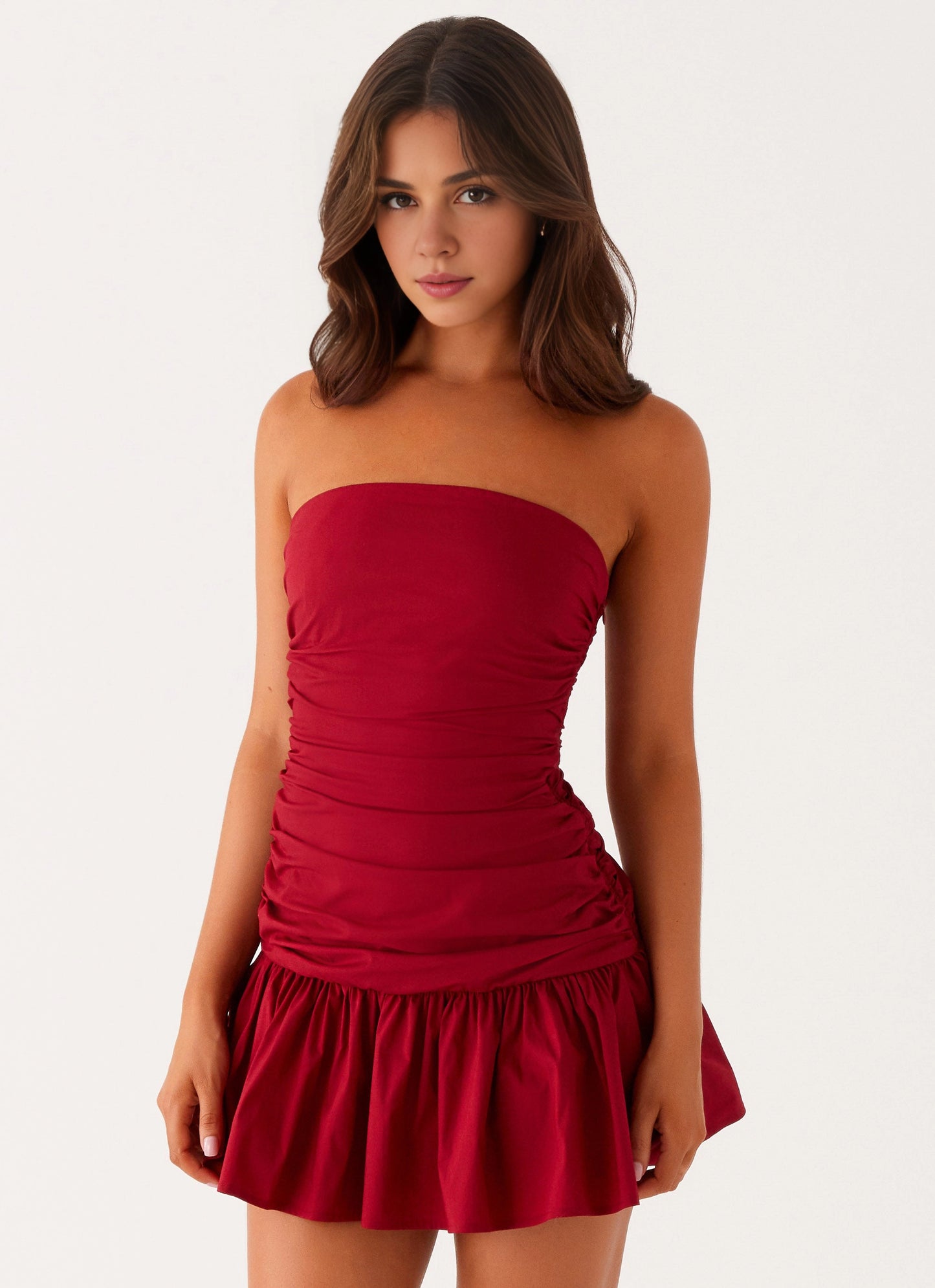 OKBBN's sexy and playful off shoulder side pleated flared skirt is the perfect choice Prom Dresses