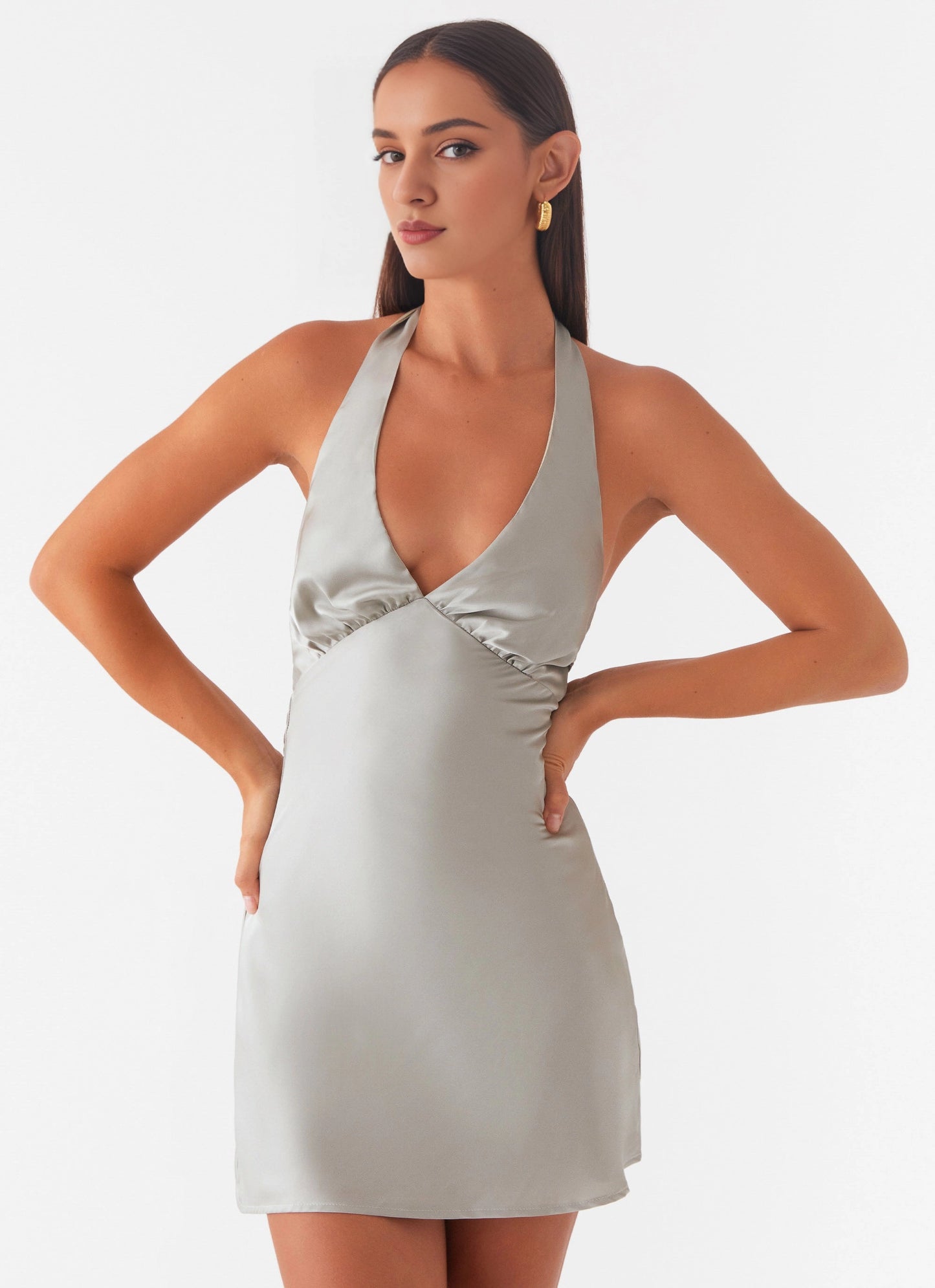 OKBBN's sexy and seductive diagonal cut, fully lined chest pleats, shimmering and eye-catching Prom Dresses