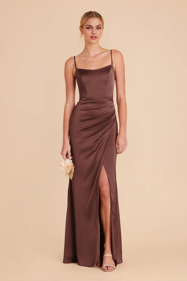 OKBBN's simple and stylish tight corset with detachable shoulder straps, strapless round neck, and floor Prom Dresses