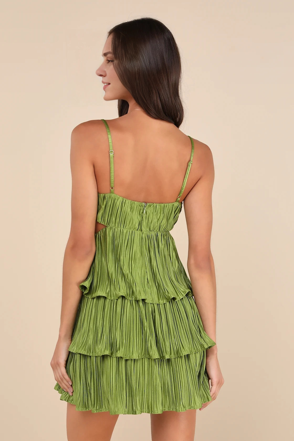 OKBBN's stunning satin pleated hollow layered mini sleeveless corset Homecoming Dresses