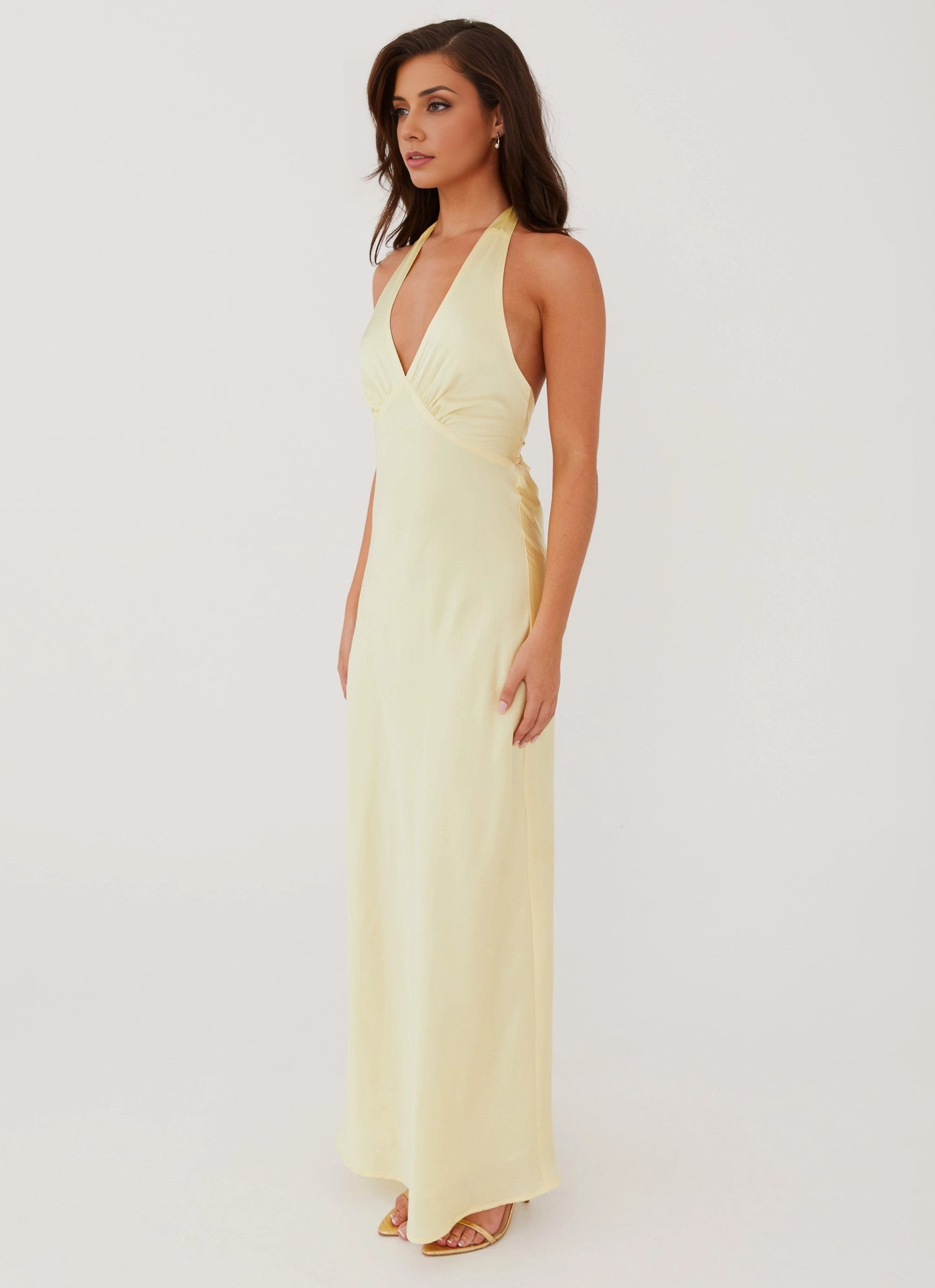 OKBBN's stunning satin slant cut backless suspender Prom Dresses