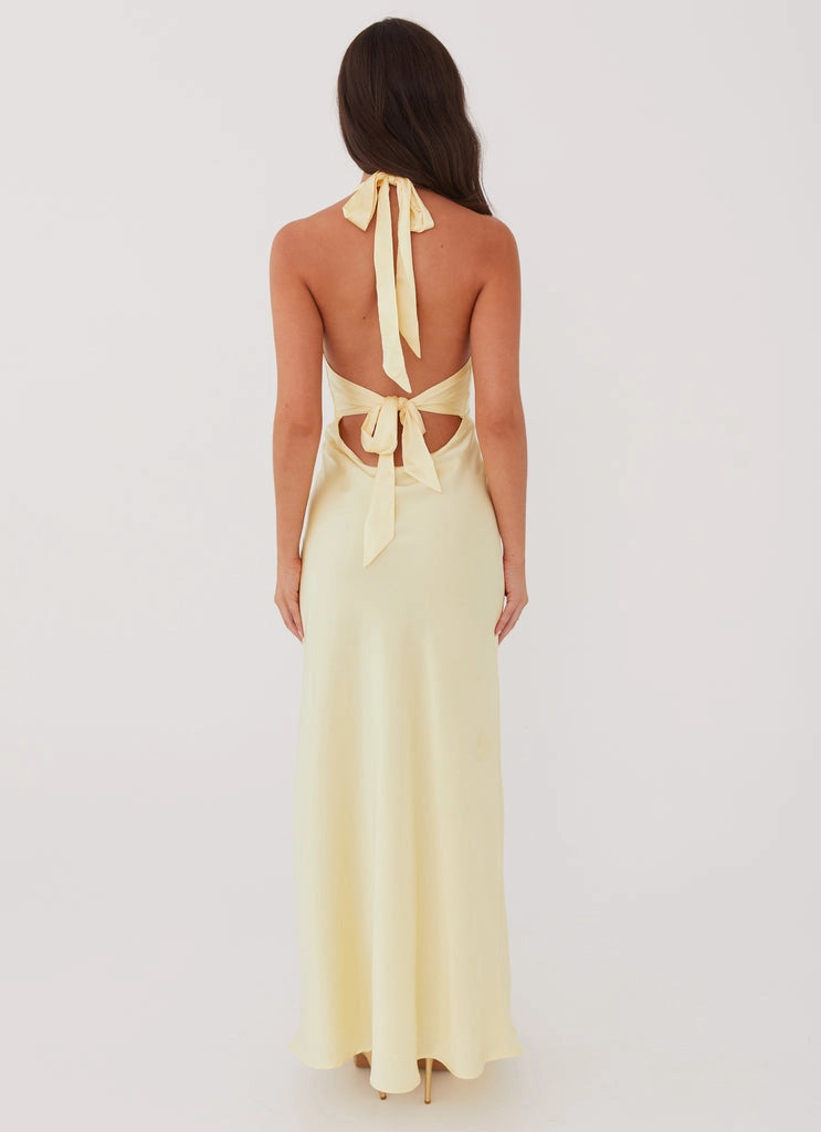 OKBBN's stunning satin slant cut backless suspender Prom Dresses