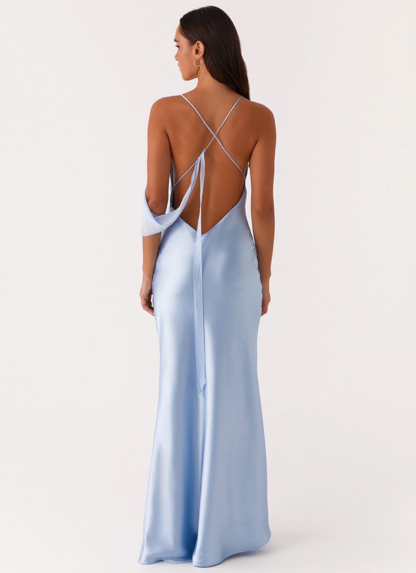 OKBBN's stunning satin smooth hanging neckline with thin shoulder straps Prom Dresses