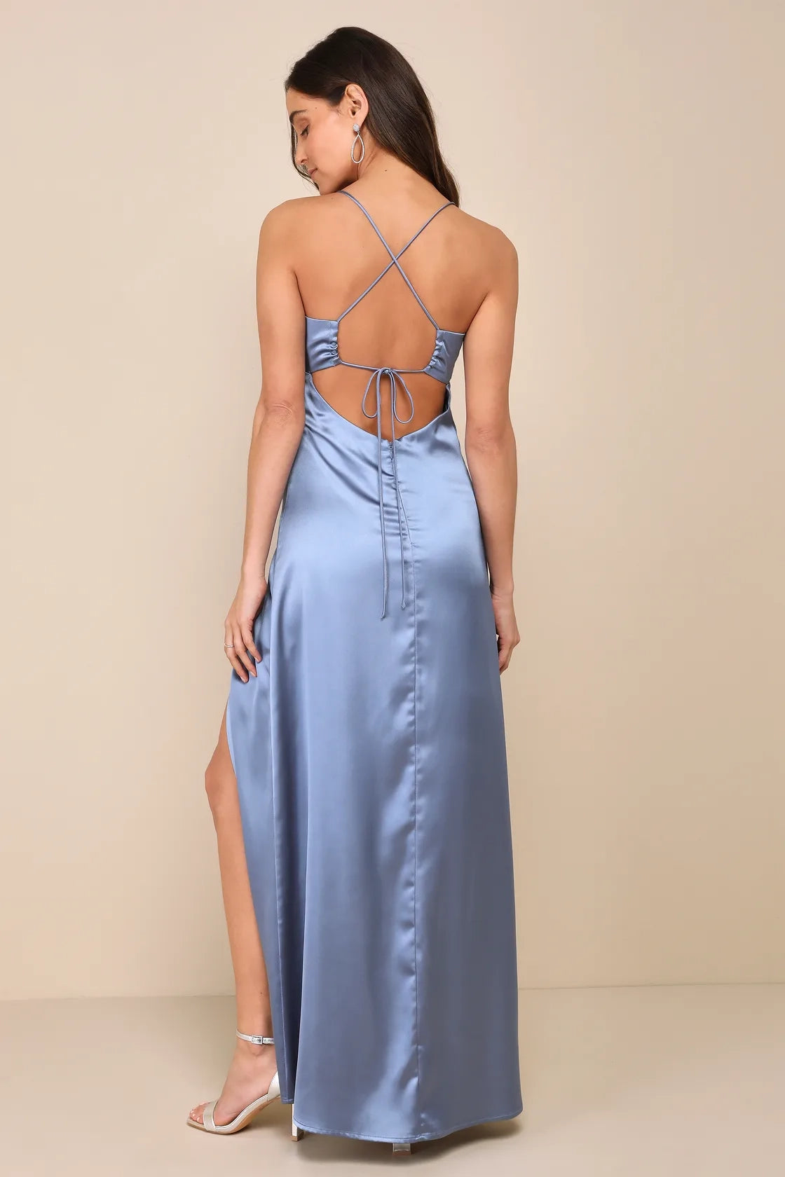 OKBBN's stunning thin shoulder strap satin backless Homecoming Dresses