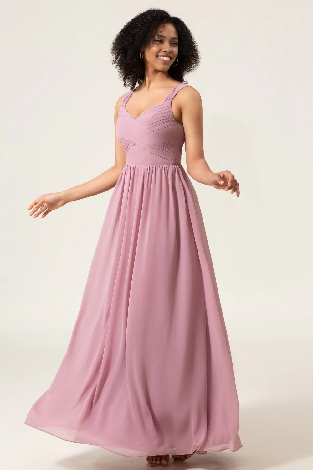 OKBBN's uniquely designed A-shaped long chiffon heart-shaped backless Bridesmaid Dresses