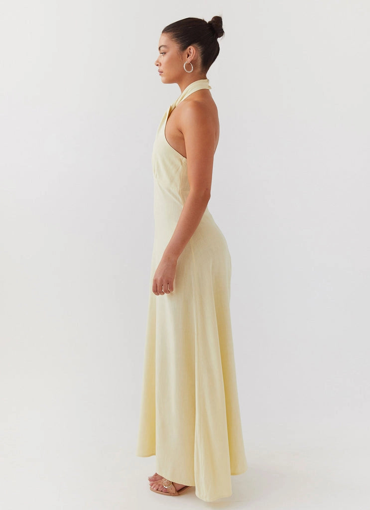 OKBBN beautiful linen backless collar with keyhole cut, backless shoulder Prom Dresses