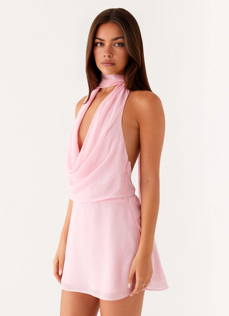 OKBBN bold and elegant short backless scarf mini Prom Dresses
