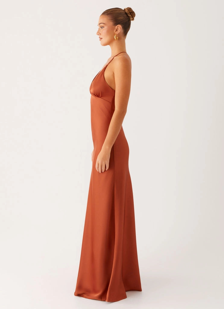 OKBBN charming V-neck pleated chest hem thin shoulder strap low back Prom Dresses