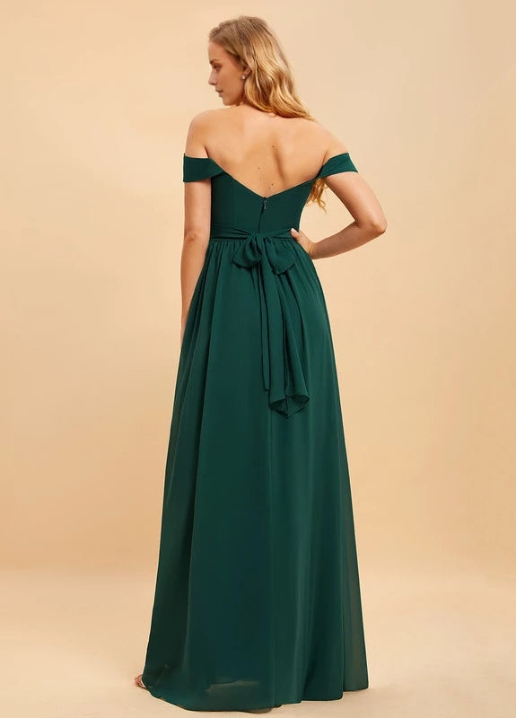 OKBBN charming V-neck pleated sleeveless slit backless Prom Dresses