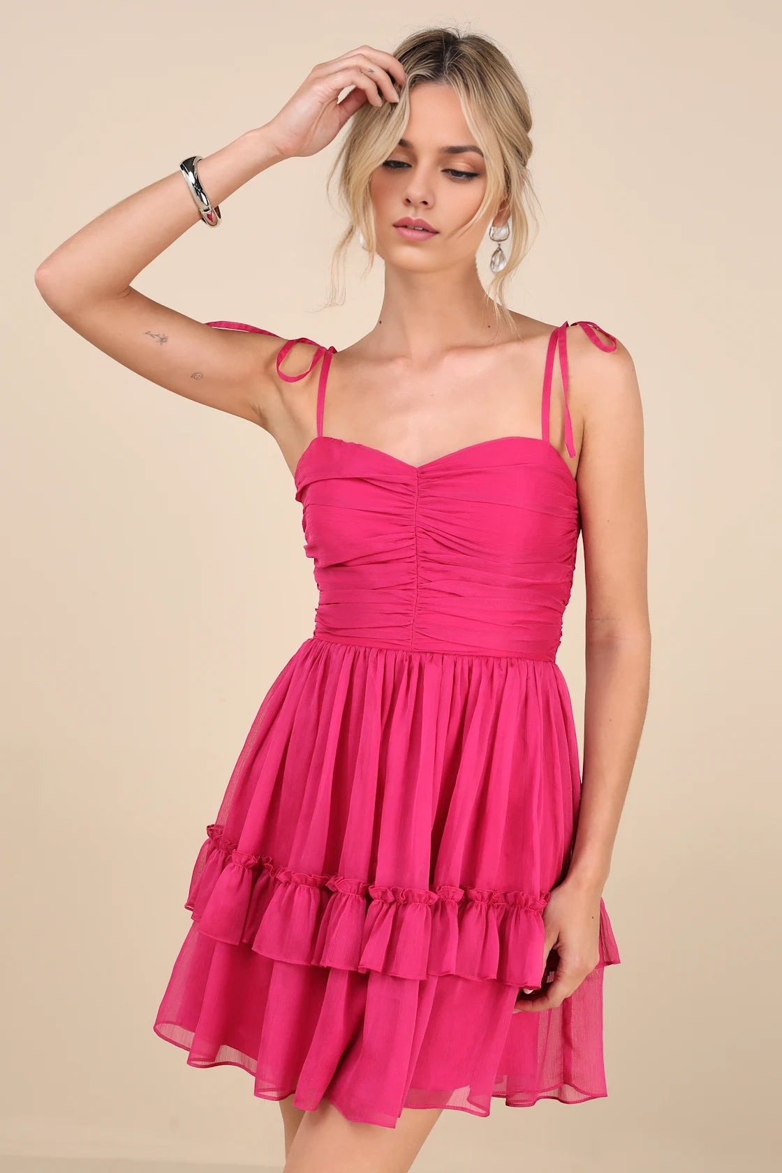OKBBN charming chiffon ruffle edge lace mini Homecoming Dresses