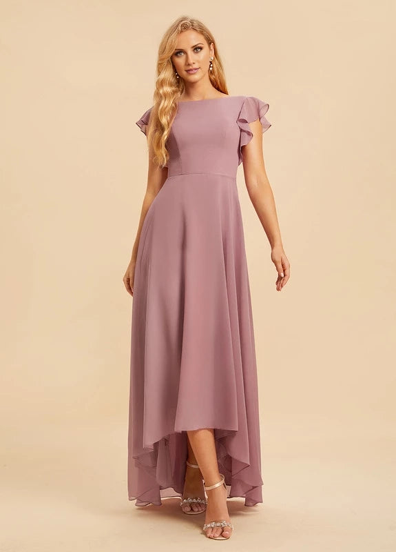 OKBBN charming flowing long bubble sleeves backless Prom Dresses