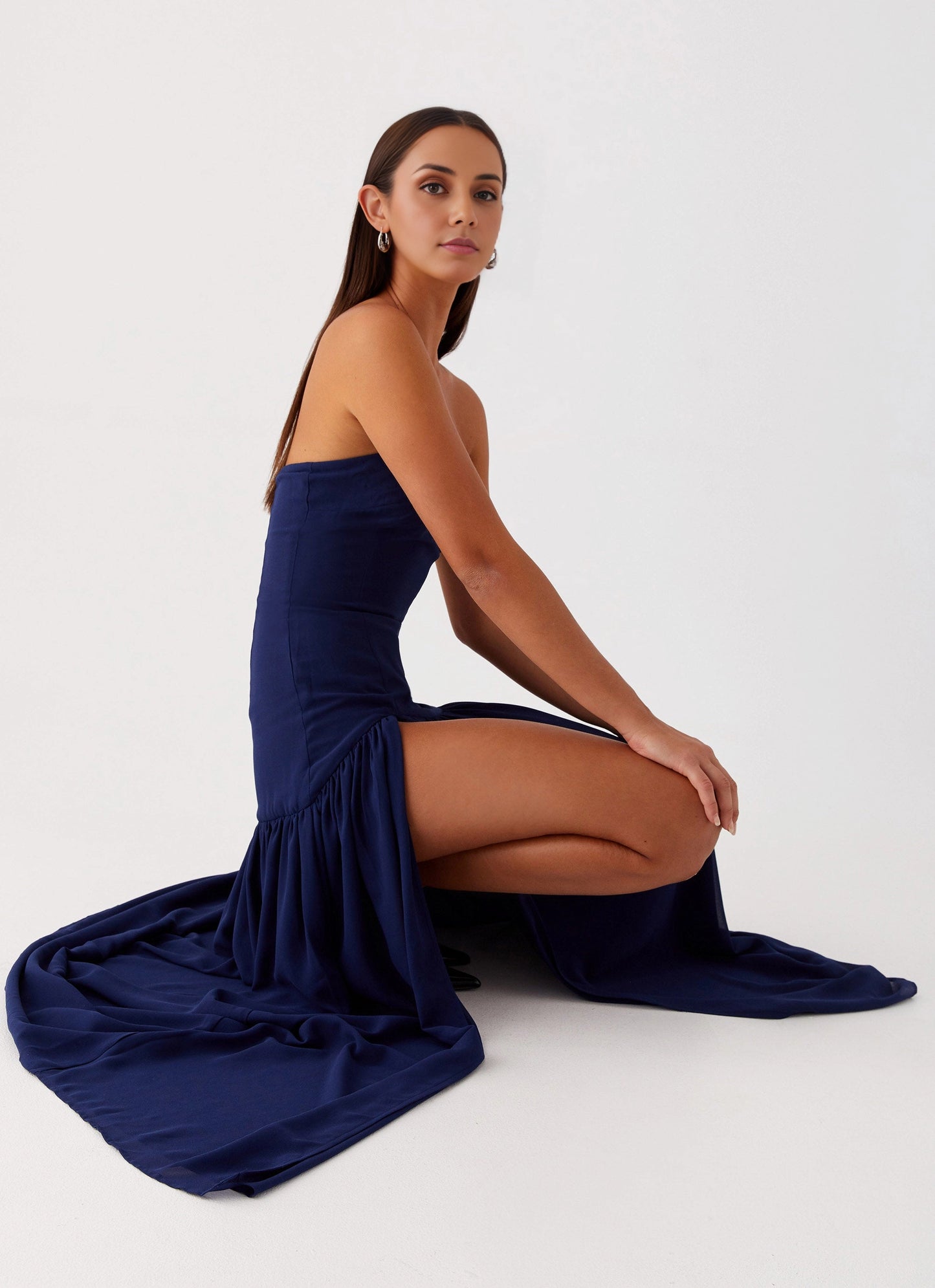 OKBBN charming front slit chic lining tight fitting body slimming off shoulder Prom Dresses