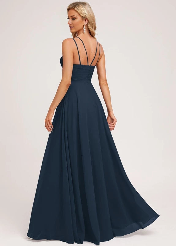 OKBBN charming slim shoulder strap long sleeveless backless Prom Dresses