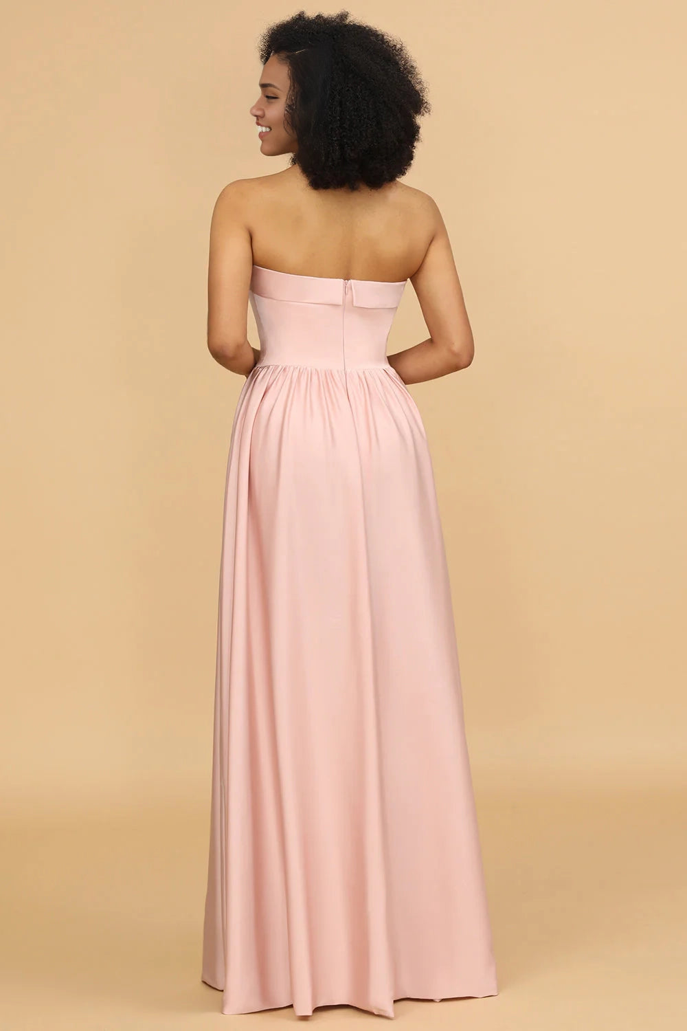 OKBBN elegant A-line off shoulder satin floor mopping Bridesmaid Dresses