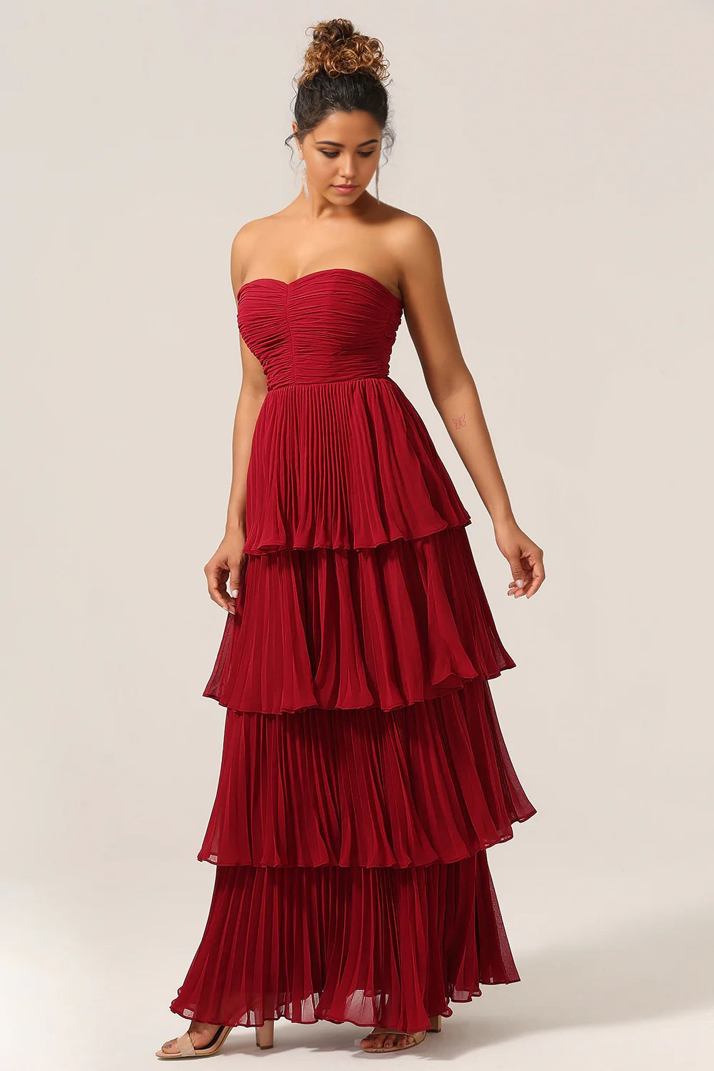 OKBBN elegant A-line sweetheart layering and ground chiffon Bridesmaid Dresses