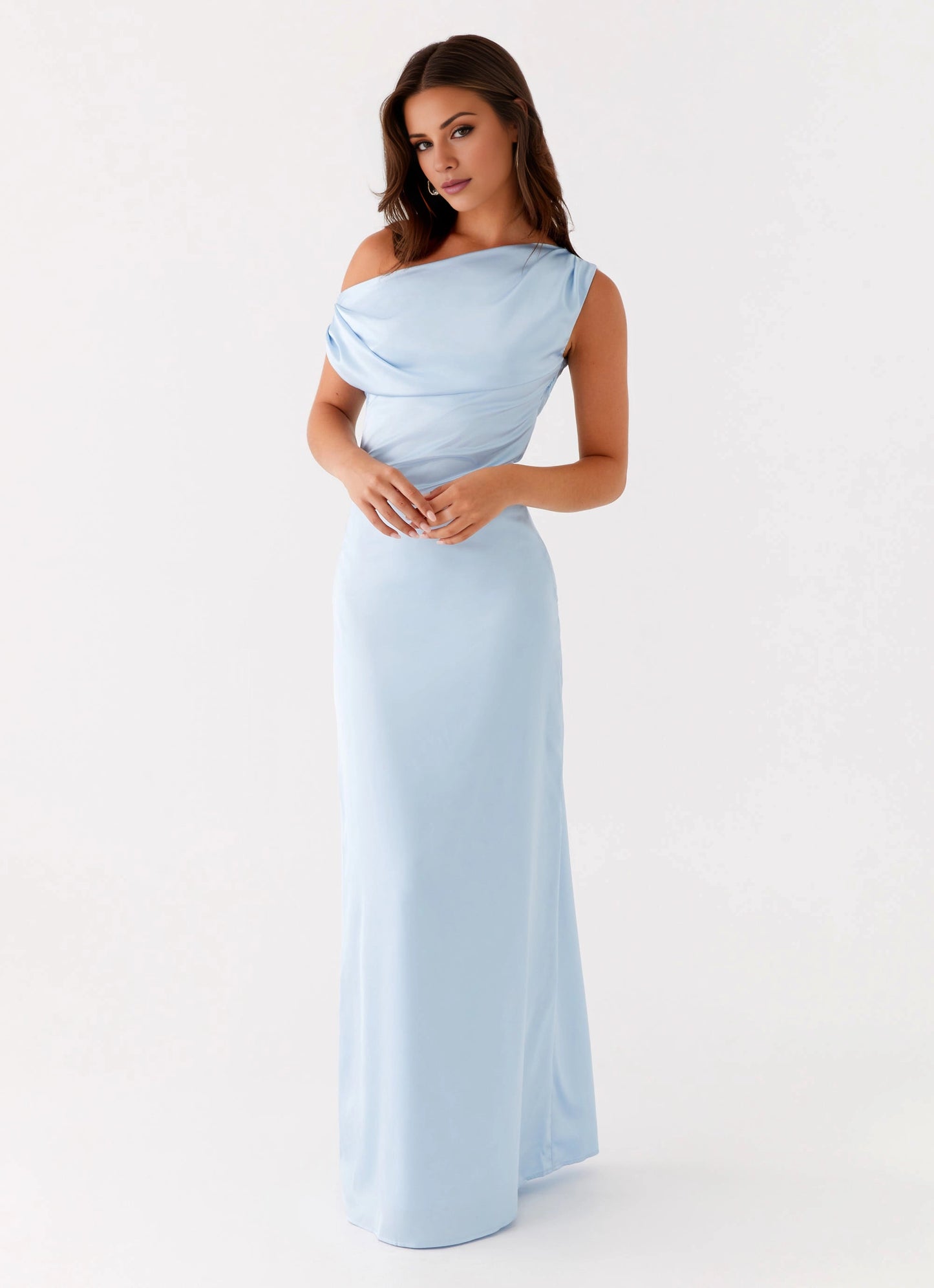 OKBBN elegant and exquisite off shoulder pleated satin Prom Dresses