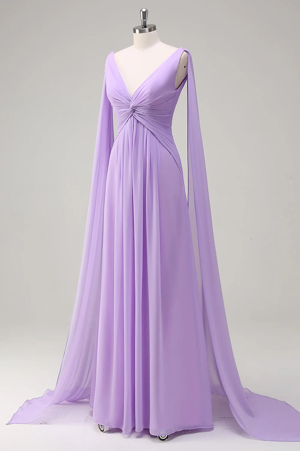 OKBBN elegant and flowing A-line V-neck chiffon long Bridesmaid Dresses