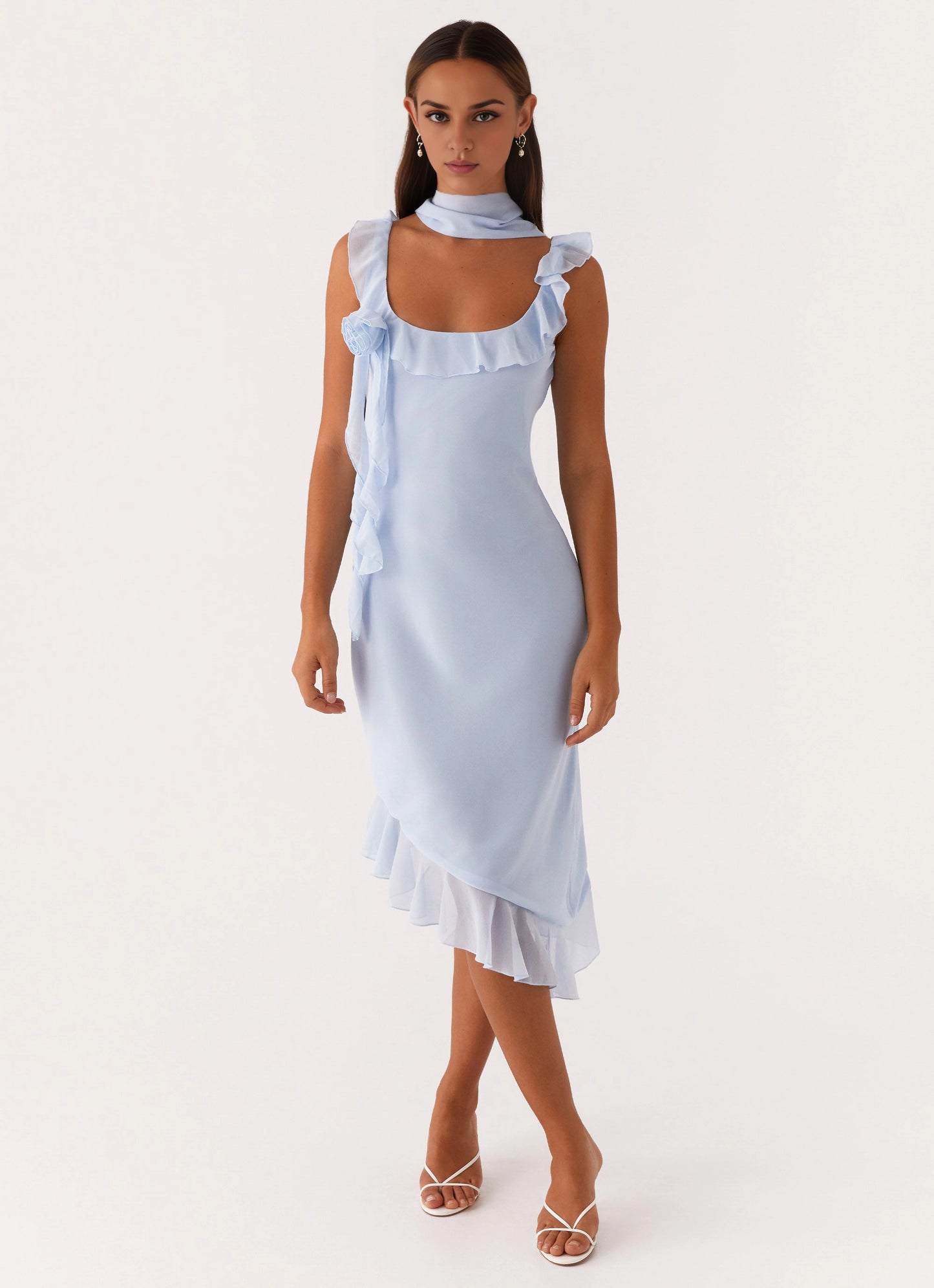OKBBN elegant and romantic ruffle collar with flowing decoration Prom Dresses