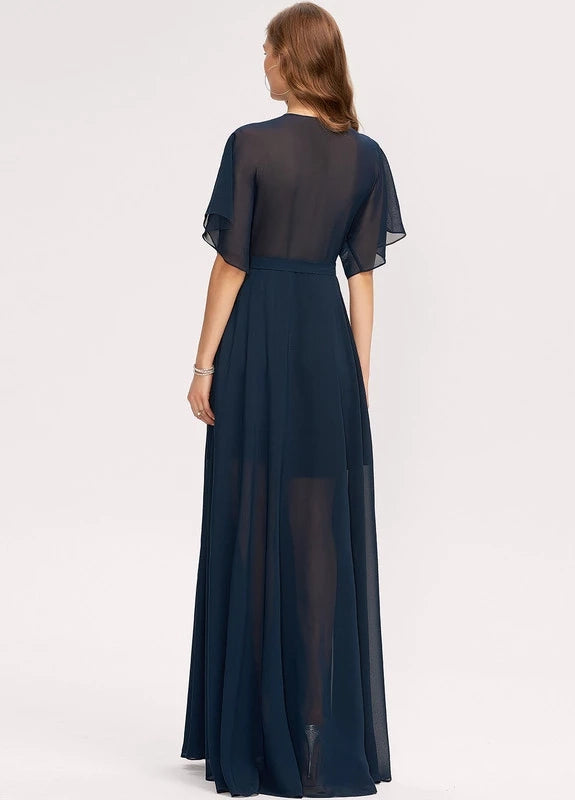 OKBBN elegant chiffon V-neck long Prom Dresses