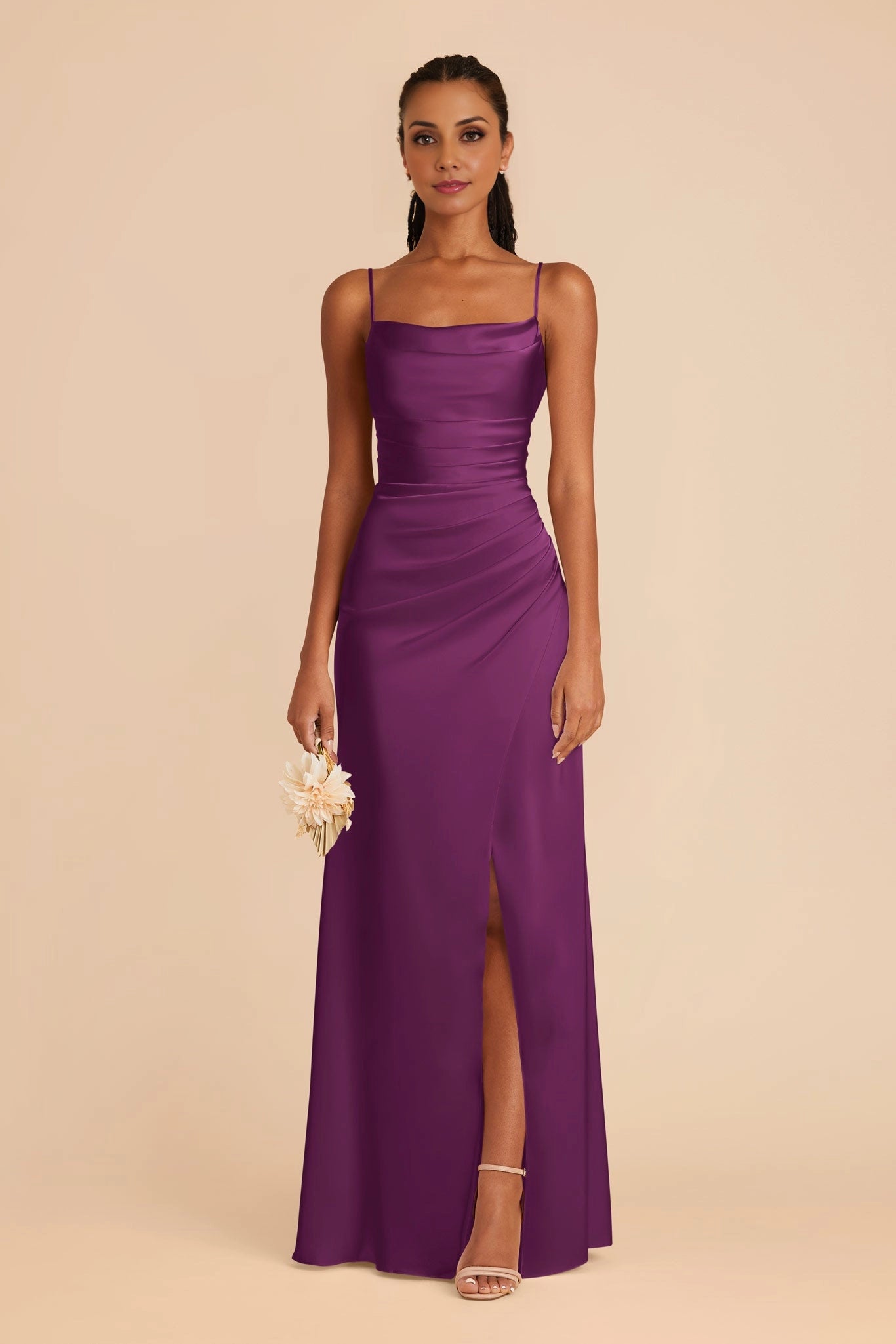 OKBBN elegant mermaid scarf collar with thin shoulder straps matte satin Prom Dresses