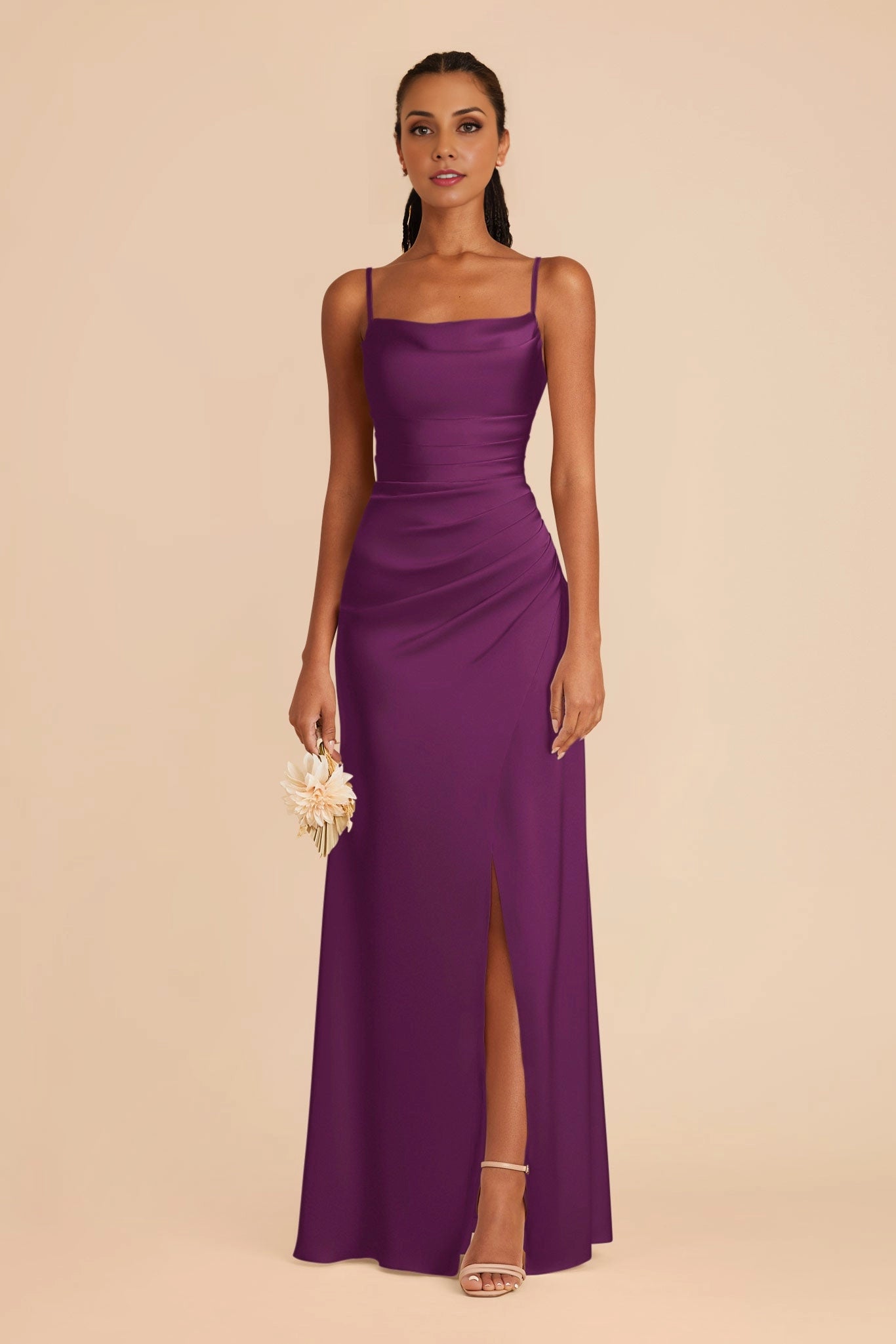 OKBBN elegant mermaid scarf collar with thin shoulder straps matte satin Prom Dresses