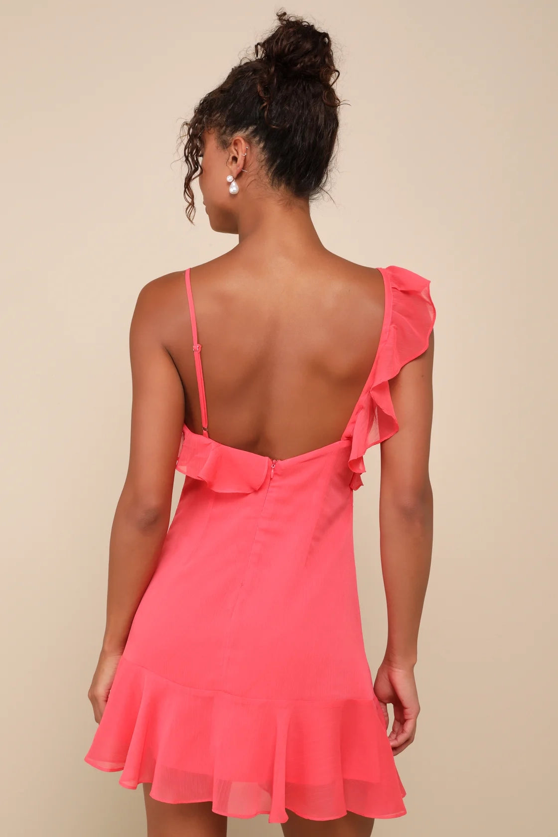 OKBBN's charming ruffled asymmetrical mini Homecoming Dresses