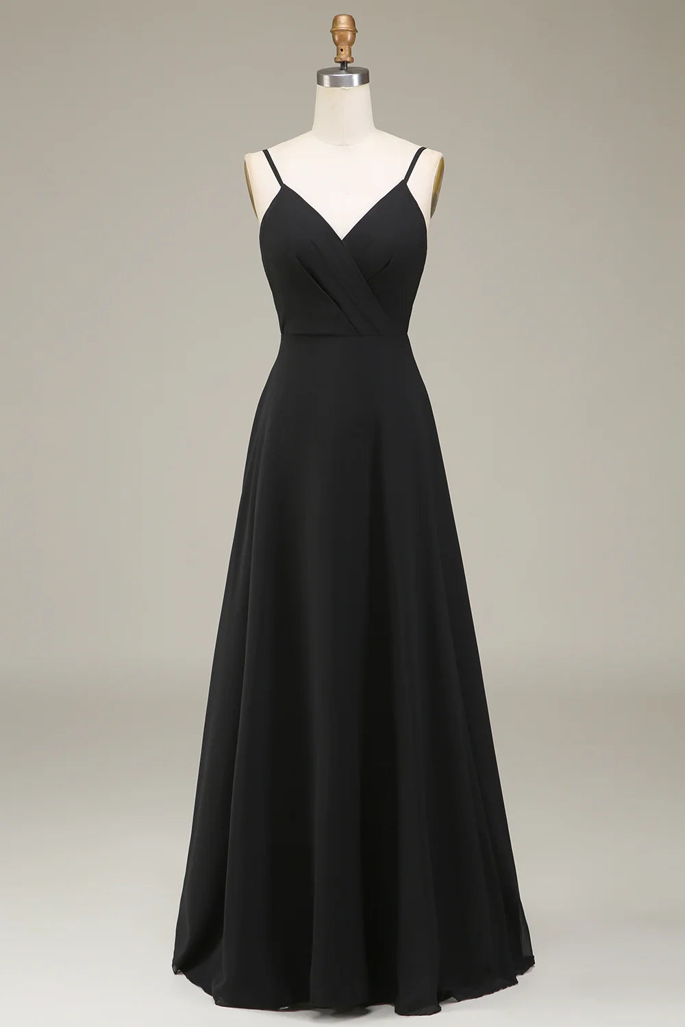 OKBBN elegant sleeveless A-line thin shoulder strap chiffon long Bridesmaid Dresses