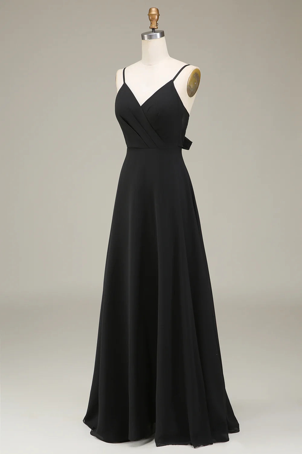 OKBBN elegant sleeveless A-line thin shoulder strap chiffon long Bridesmaid Dresses